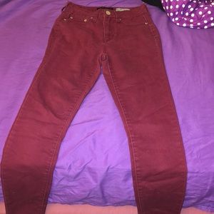 A burgundy pants